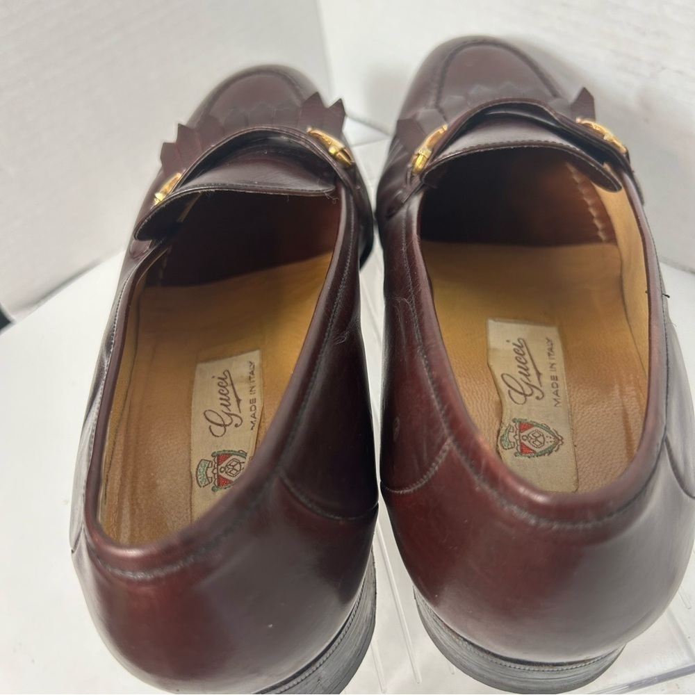 GUCCI Authentic Men’s Loafer Fringe Oxblood Made in Italy 41 US 9.5 US Horsebit - Picture 5 of 14